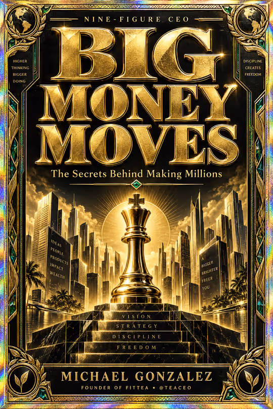 Big Money Moves: The Secrets Behind Making Millions. Gold holographic cover by Michael Gonzalez.